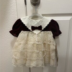 Vintage Elegant Lace Baby Dress with Bow